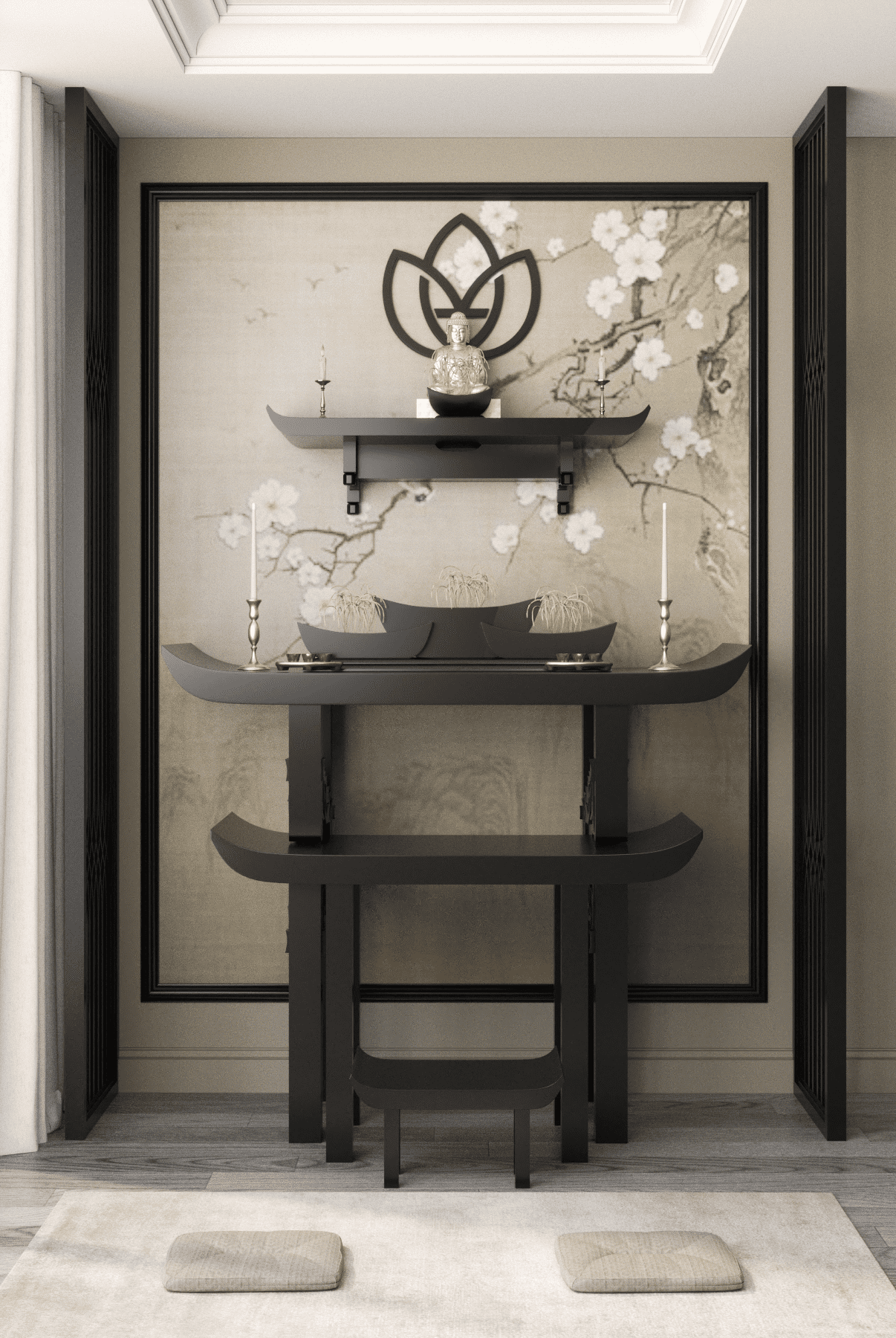 Bàn thờ gia tiên Thiên An màu đen tuyền