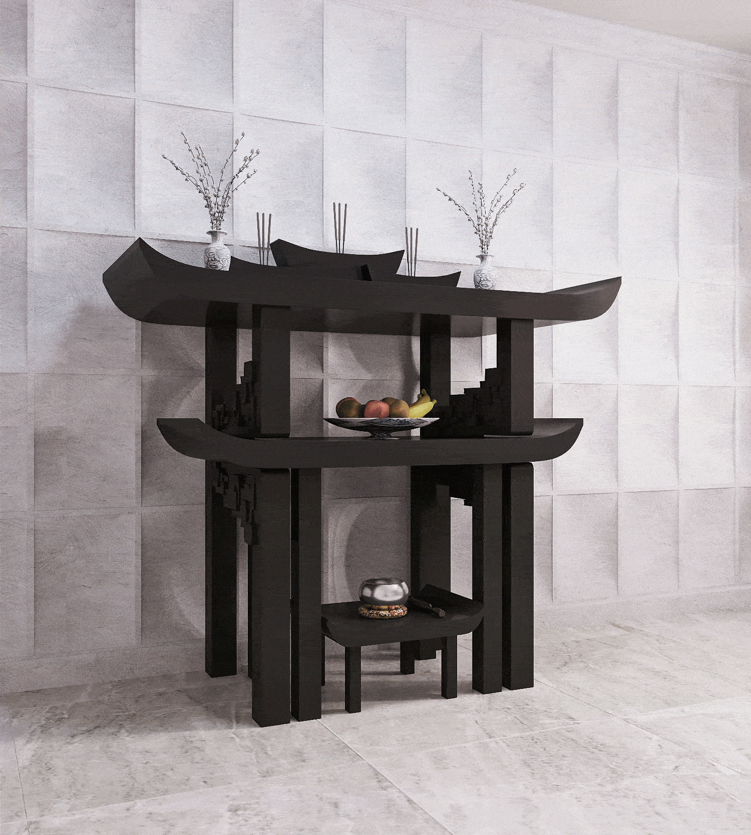 Bàn thờ gia tiên Thiên An màu đen tuyền