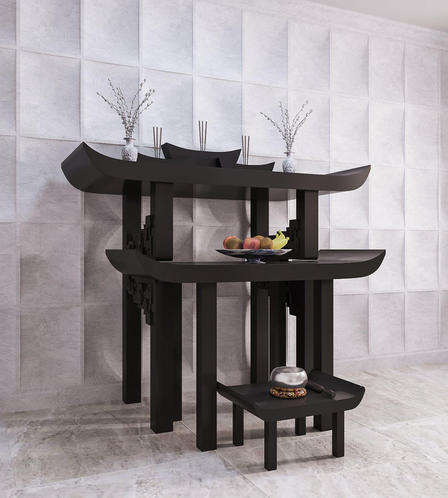 Bàn thờ gia tiên Thiên An màu đen tuyền