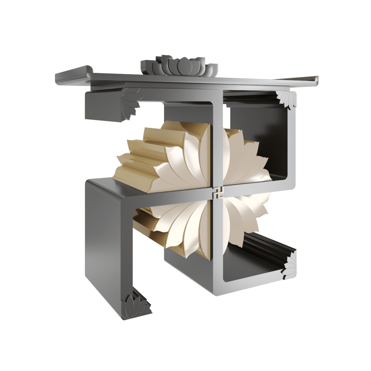 bàn thờ gia tiên vạn liên nâu huyền góc nghiêng