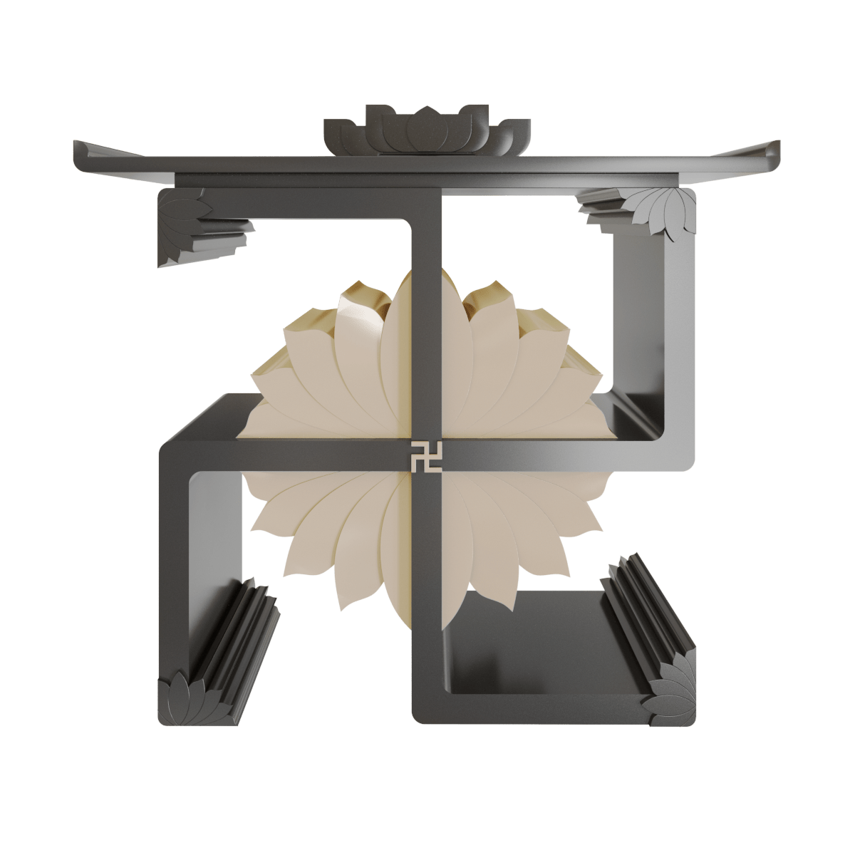 bàn thờ gia tiên vạn liên đen huyền góc chính diện