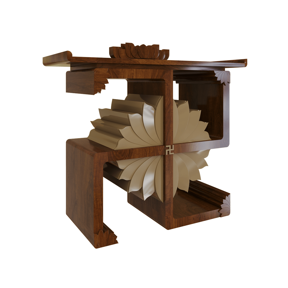 bàn thờ gia tiên vạn liên nâu bách góc nghiêng