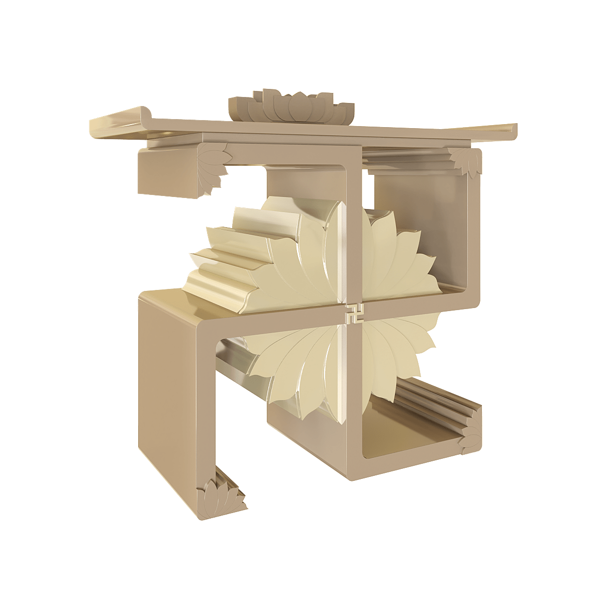 bàn thờ gia tiên vạn liên nâu kim góc nghiêng