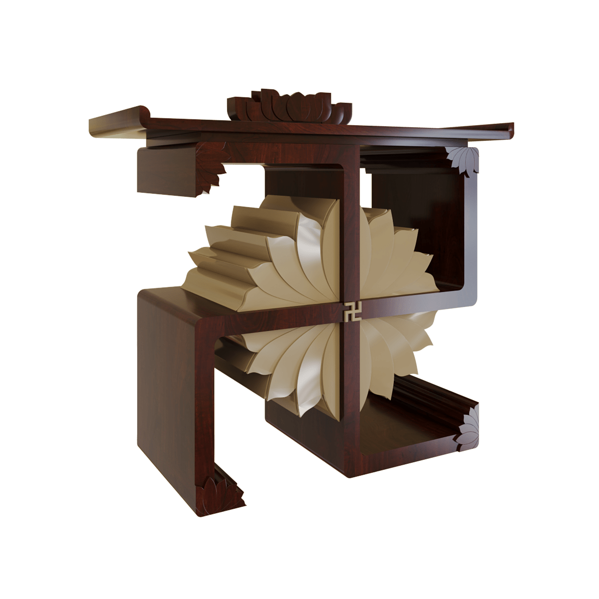 bàn thờ gia tiên vạn liên nâu vang góc nghiêng