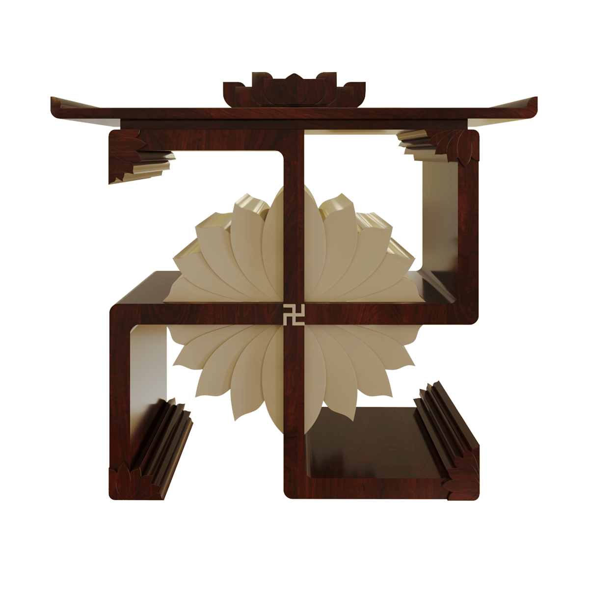 bàn thờ gia tiên vạn liên nâu vang góc chính diện