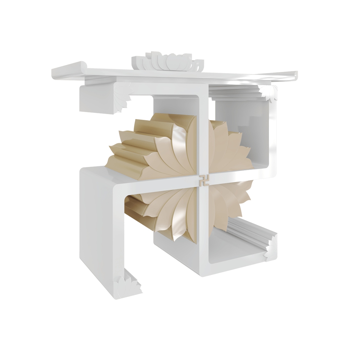 bàn thờ gia tiên vạn liên trắng sứ góc nghiêng