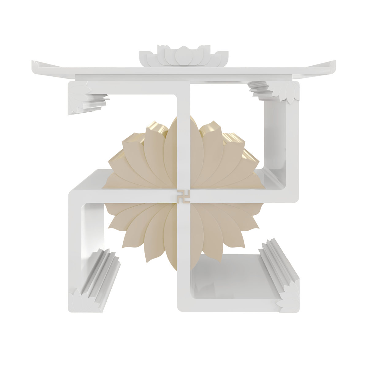 bàn thờ gia tiên vạn liên trắng sứ góc chính diện