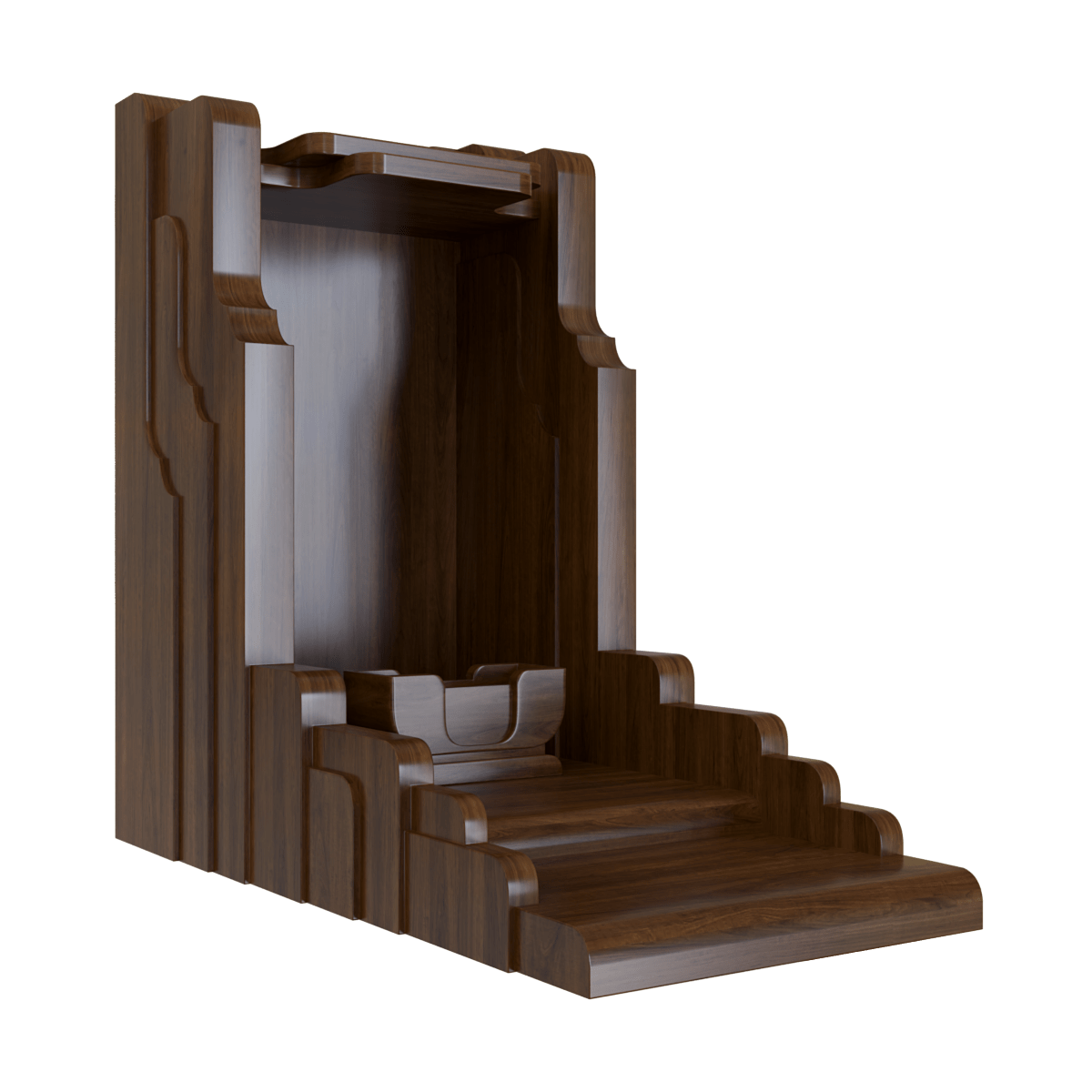 bàn thờ thần tài nghinh sơn nâu bách góc nghiêng