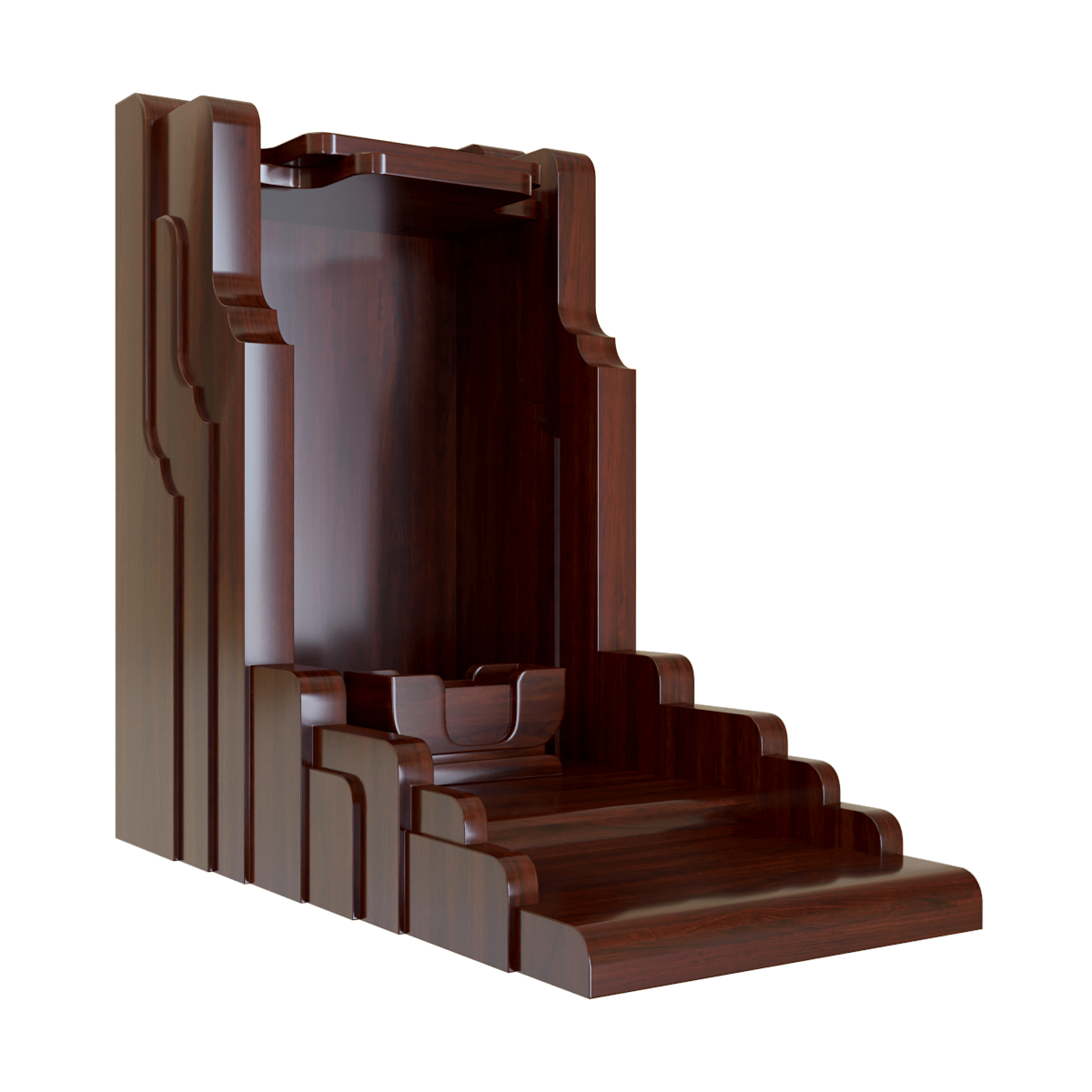 bàn thờ thần tài nghinh sơn nâu vang góc nghiêng