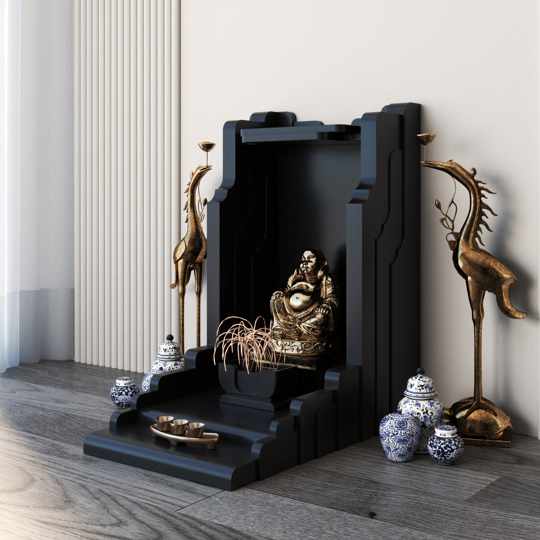 bàn thờ thần tài màu đen huyền