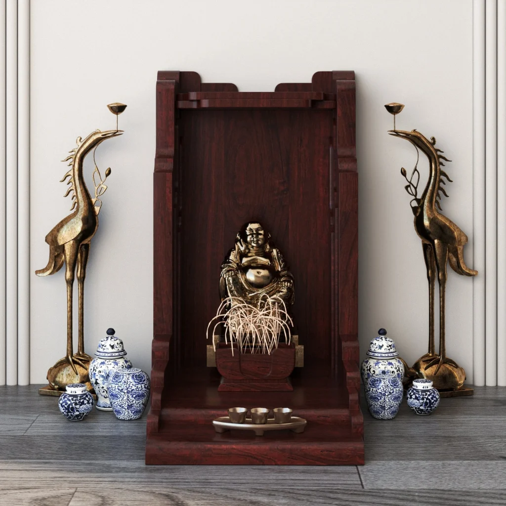 bàn thờ thần tài màu nâu vang BÀN THỜ THẦN TÀI NGHINH SƠN