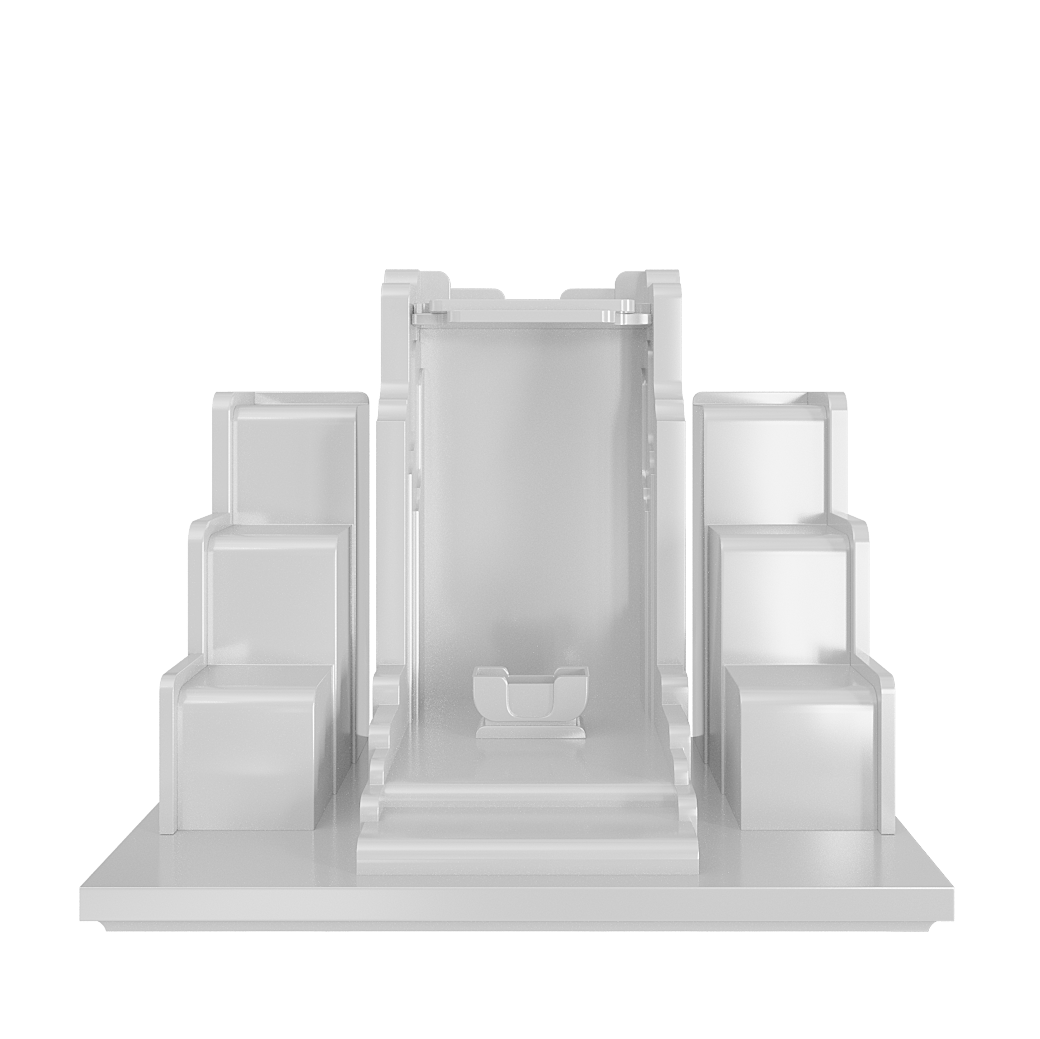 Bàn thờ thần tài tam cấp Nghinh Sơn bạch kim - góc chính diện