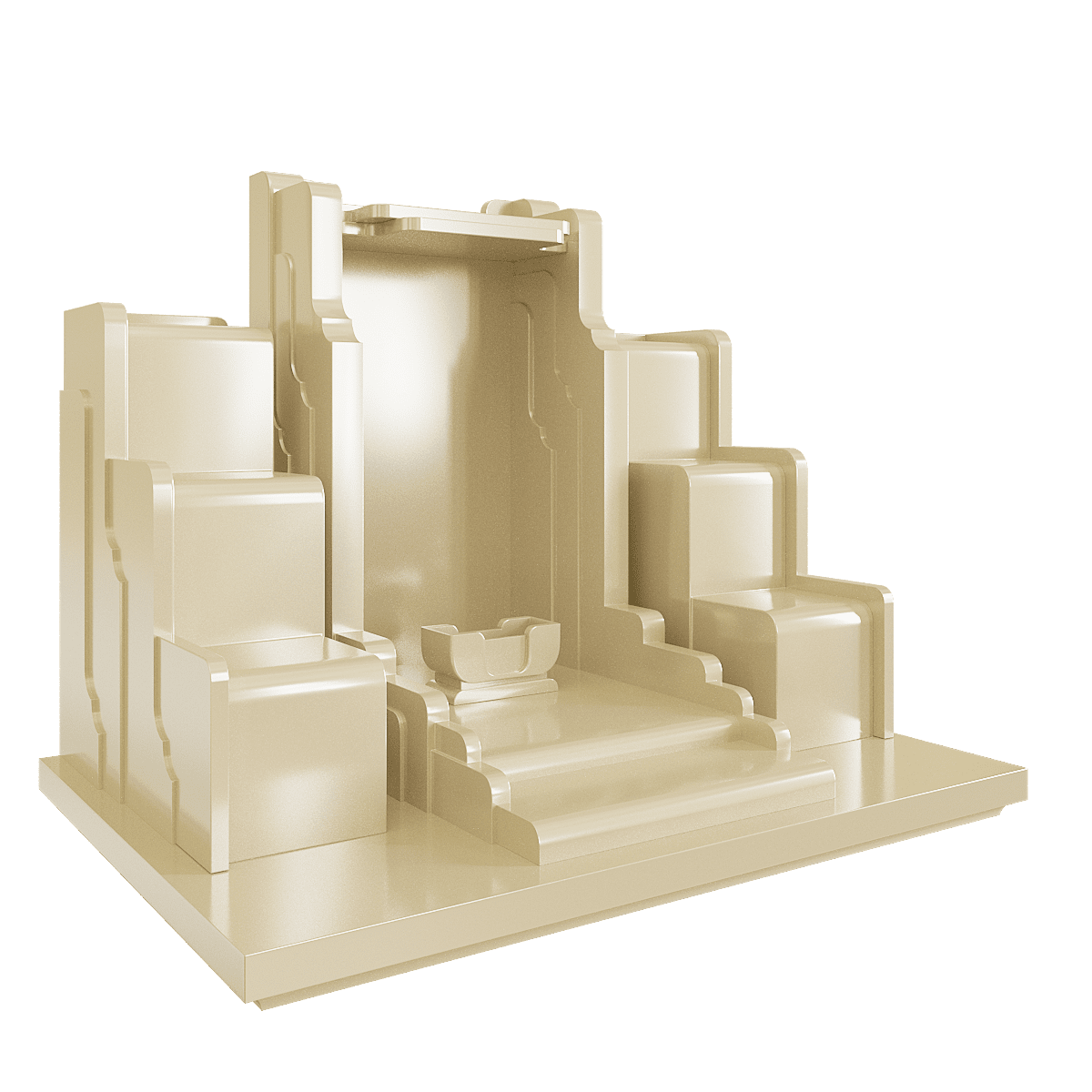 Bàn thờ thần tài tam cấp Nghinh Sơn vàng kim - góc nghiêng