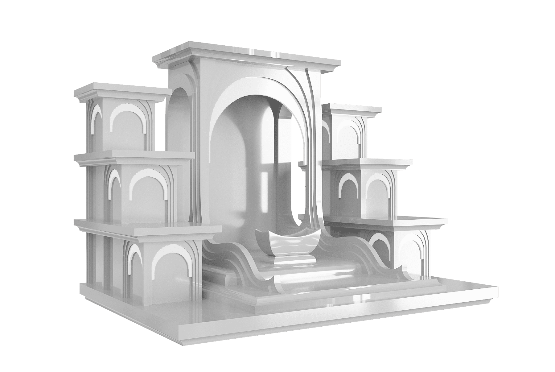 Bàn thờ Thần tài tam cấp Nhật Quang bạch kim góc nghiêng