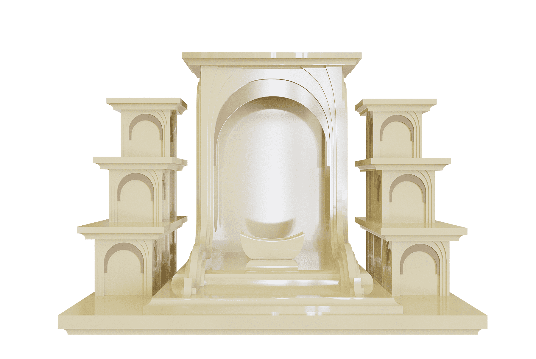 Bàn thờ Thần tài tam cấp Nhật Quang vàng kim góc chính diện