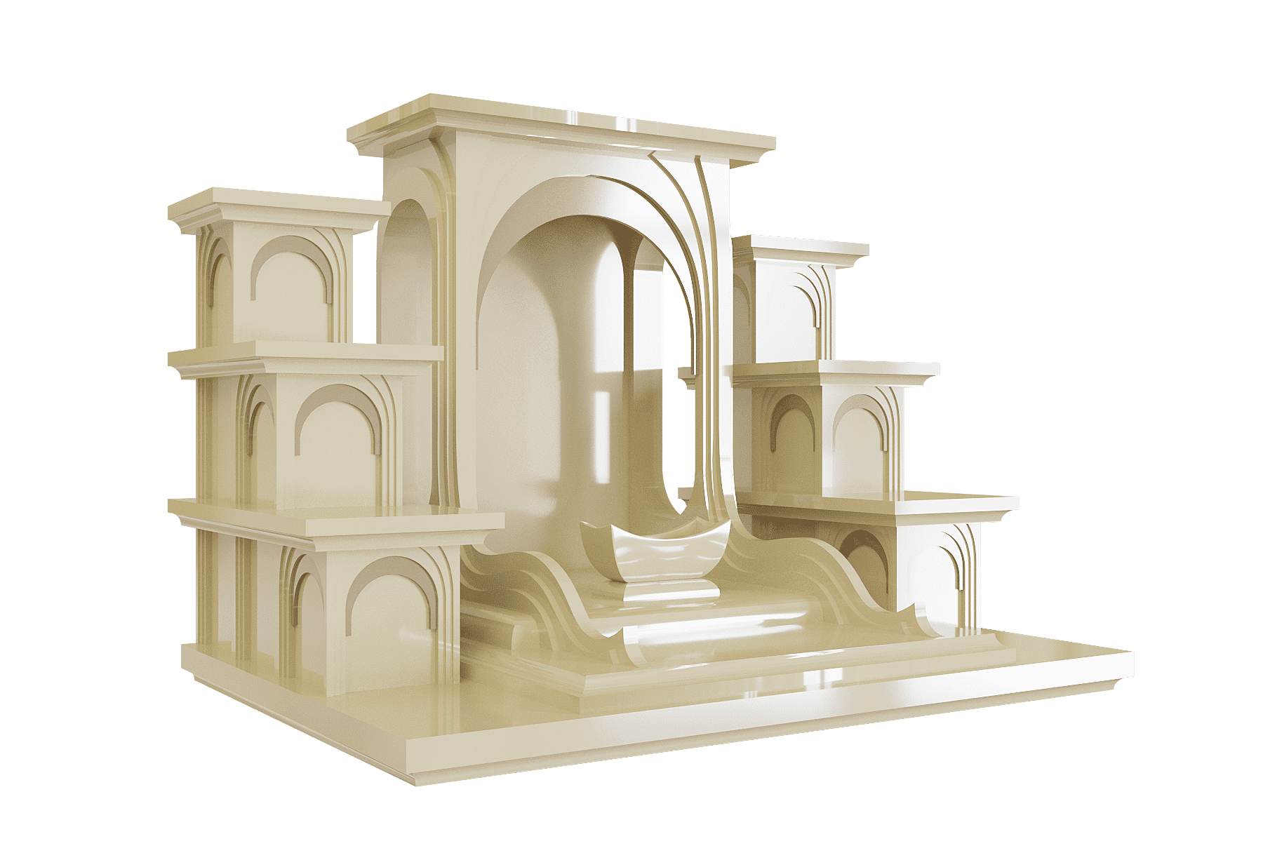 Bàn thờ Thần tài tam cấp Nhật Quang vàng kim góc nghiêng