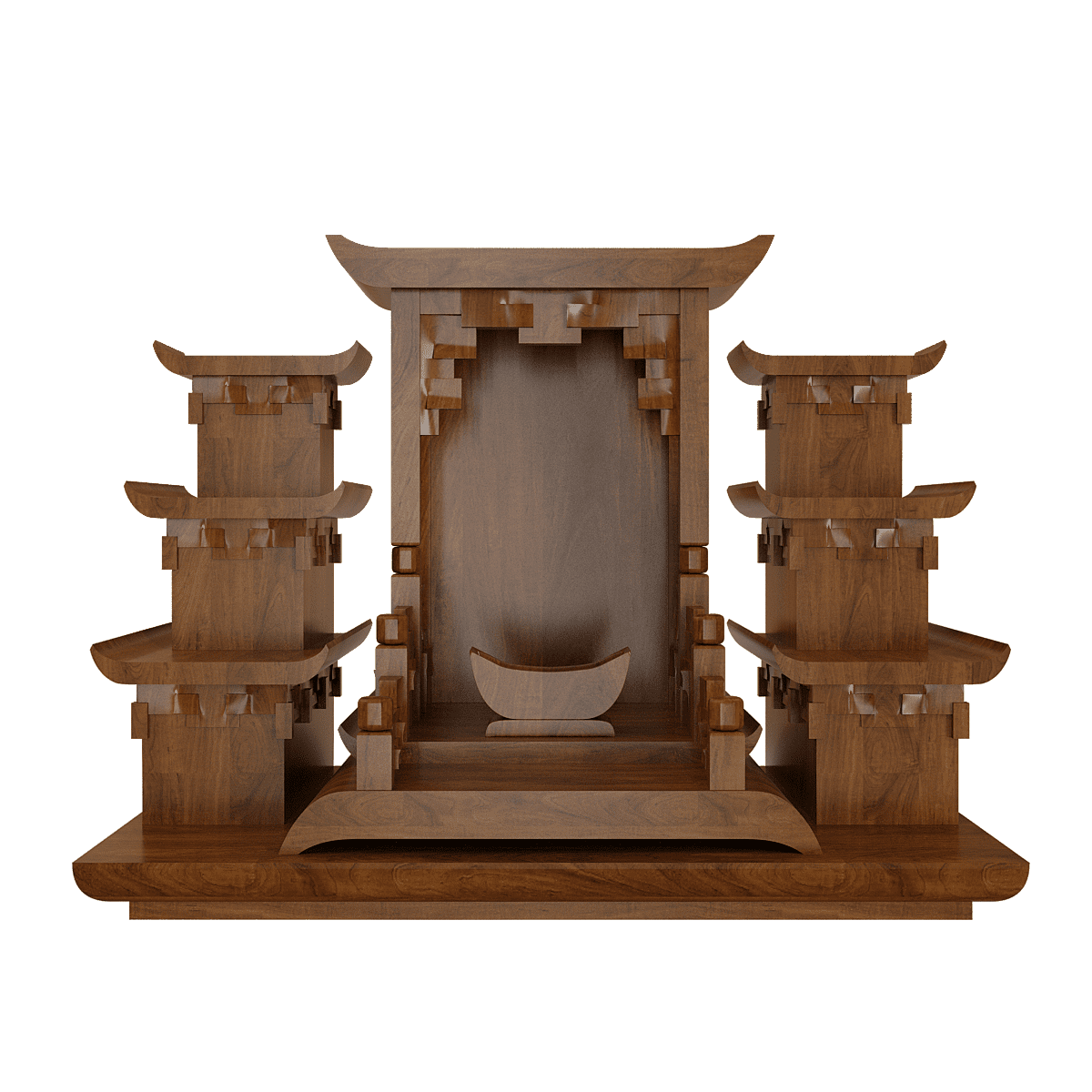 ban-tho-than-tai-tam-cap-thien-an-nau-bach-01 bàn thờ thần tài tam cấp thiên an nâu bách góc chính diện