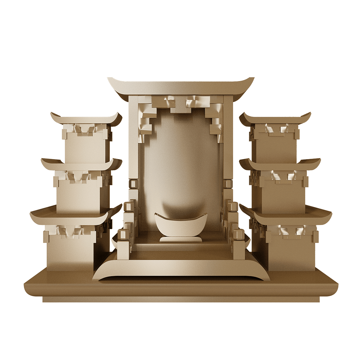 ban-tho-than-tai-tam-cap-thien-an-nau-kim-01 bàn thờ thần tài tam cấp thiên an nâu kim góc chính diện