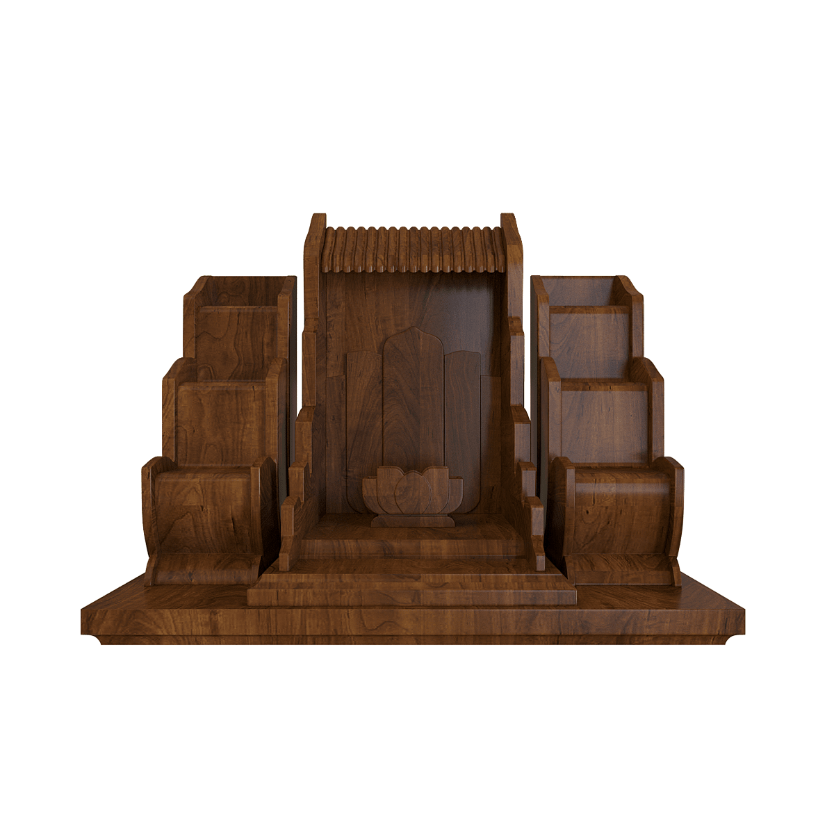 bàn thờ thần tài tam cấp vạn liên nâu bách góc chính diện