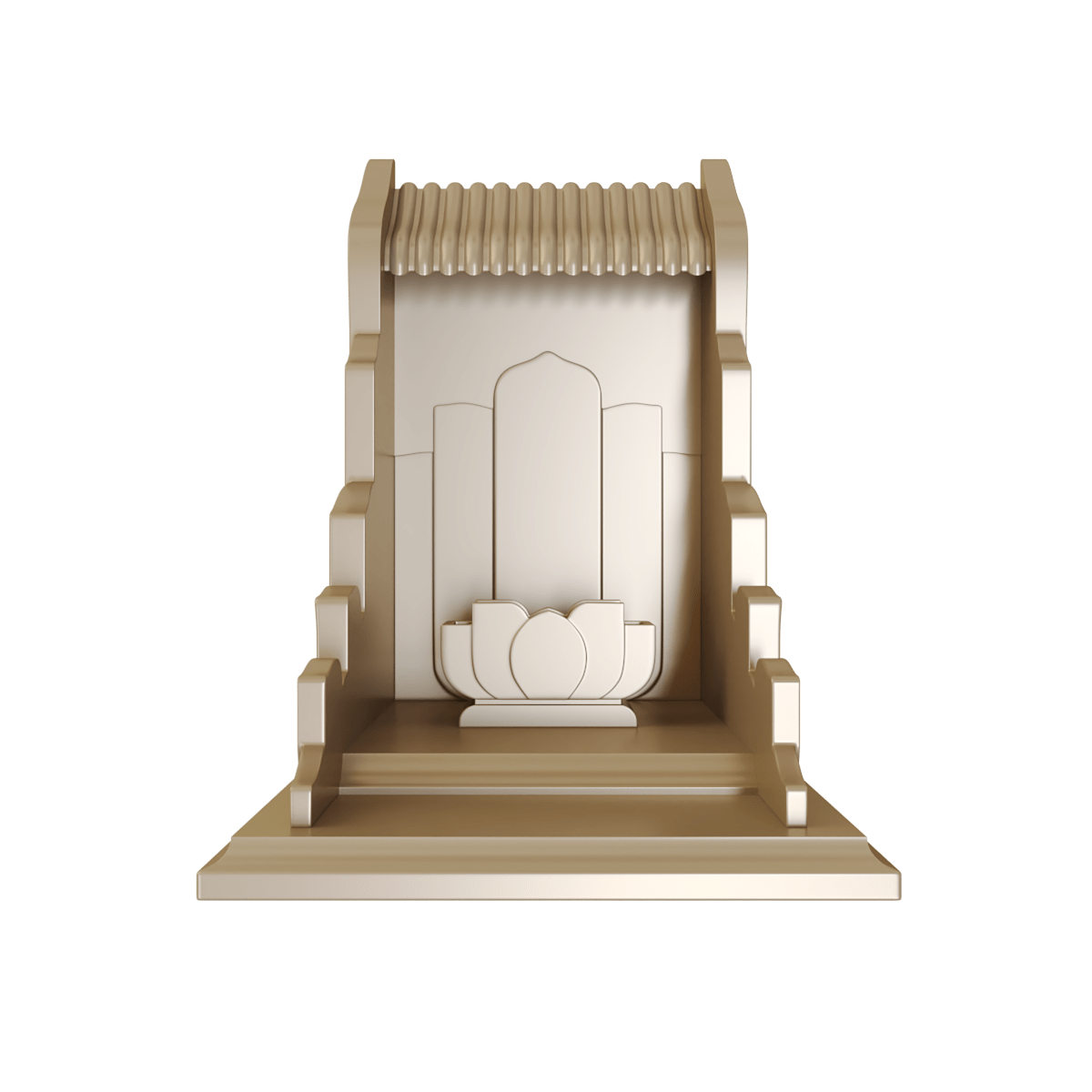 Bàn thờ thần tài vạn liên vạn liên nâu kim góc chính diện