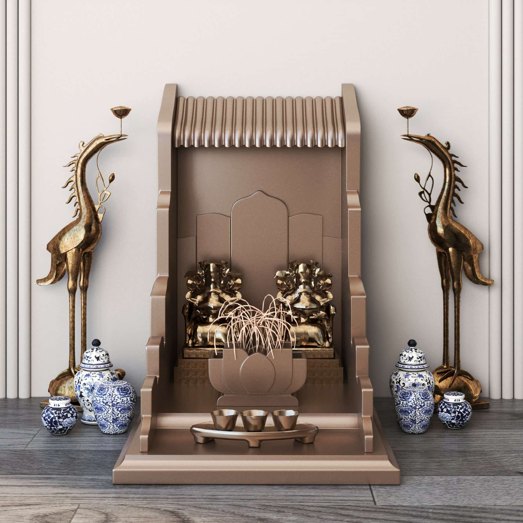 bàn thờ thần tài vạn khung cảnh