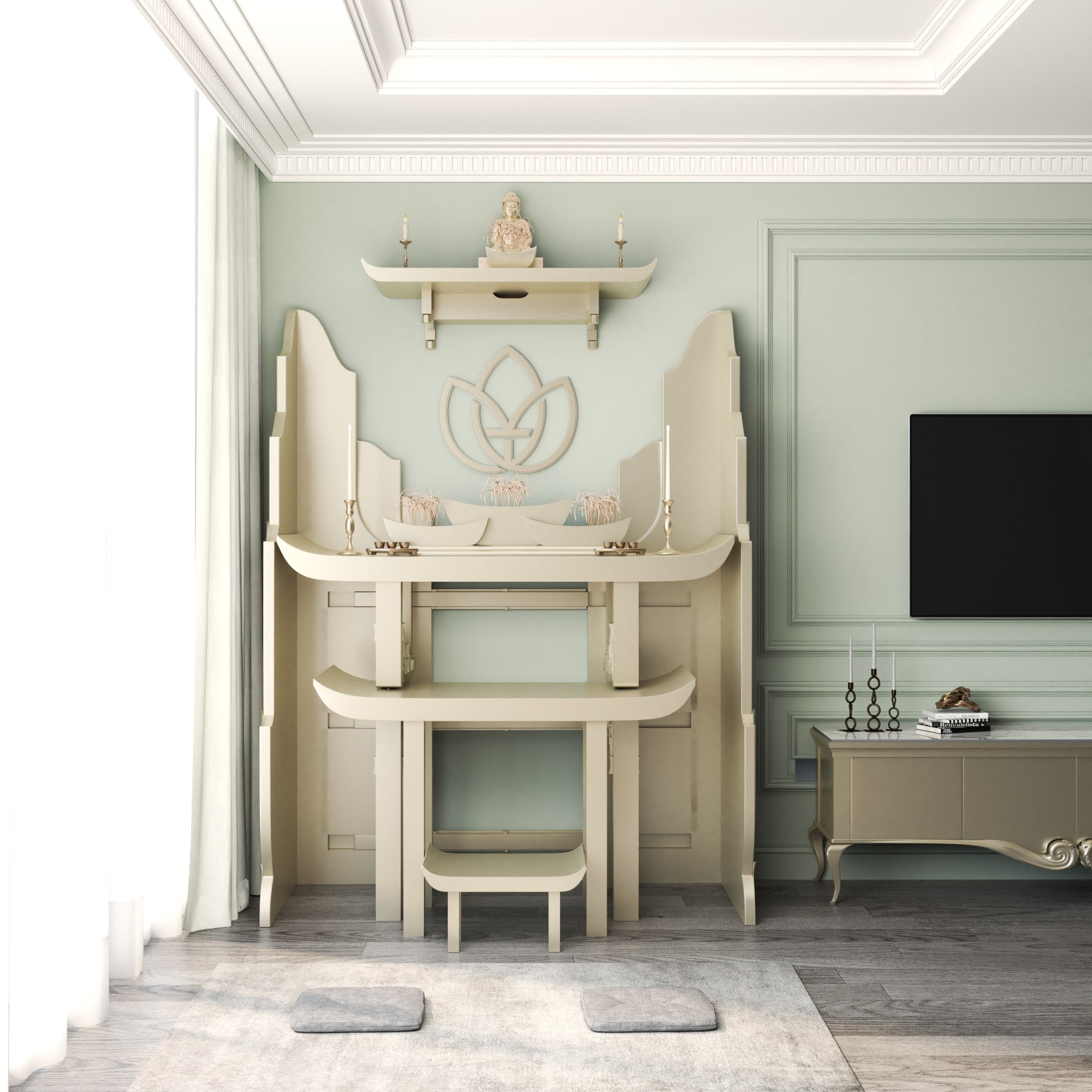 vach-ban-tho-van-lien-vang-kim-03 Khung cảnh vách bàn thờ Vạn Liên - bàn thờ gia tiên Thiên An góc chính diện