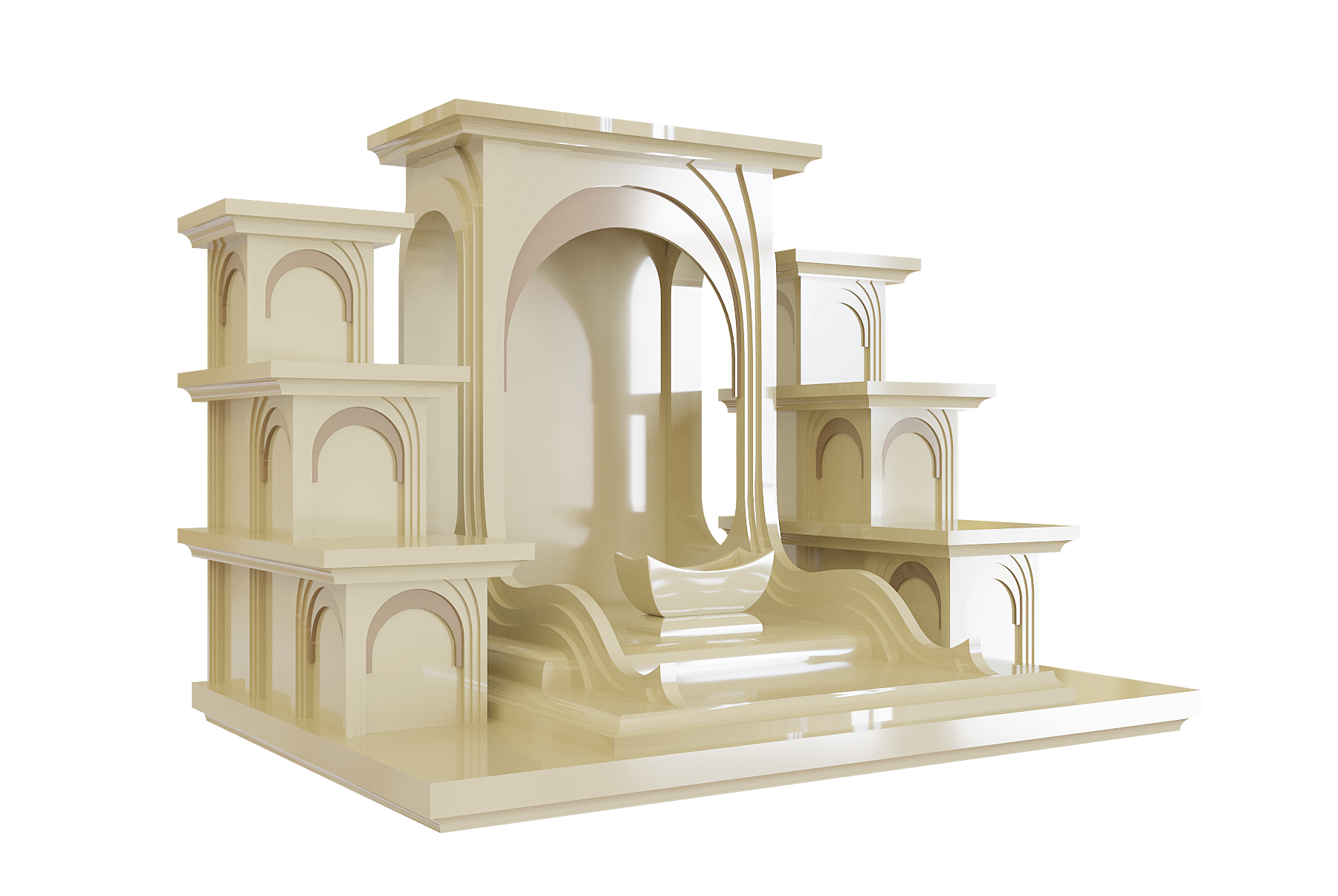 bàn thờ thần tài tam cấp Nhật Quang màu vàng kim