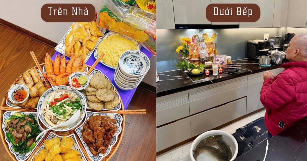 Đặt mâm cúng ông công ông táo ở bếp hay bàn thờ