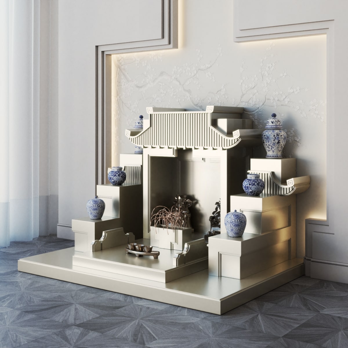 Bàn thờ thần tài tam cấp