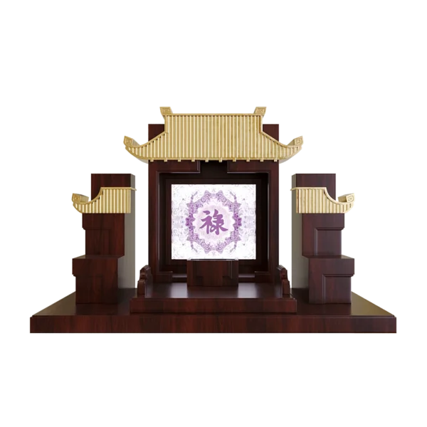 Bàn thờ tam cấp dát vàng mãn đường trúc chỉ nâu vang
