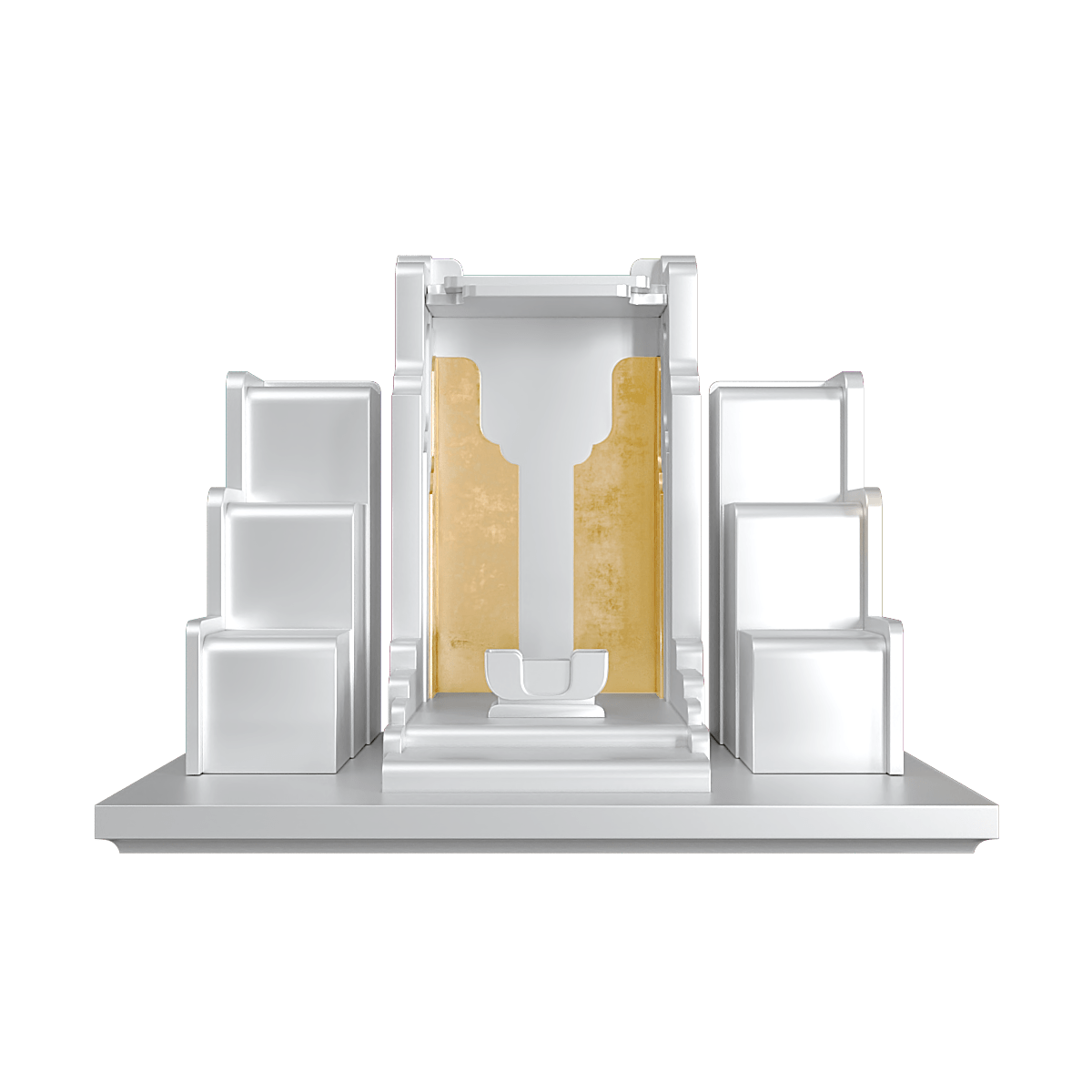 Bàn thờ tam cấp dát vàng Nghinh Sơn màu bạch kim