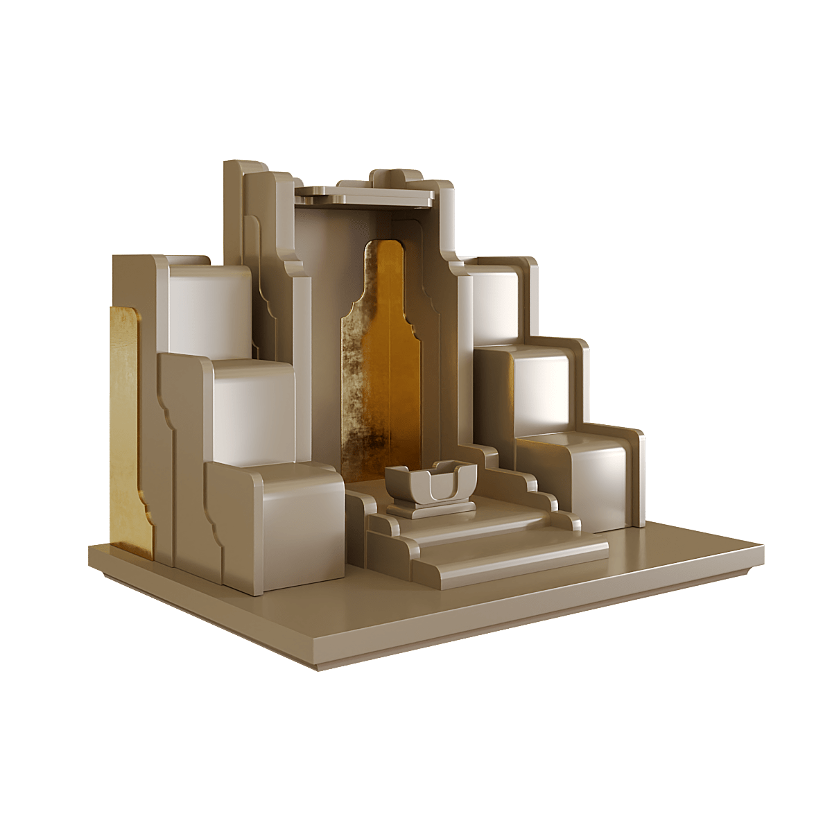 Bàn thờ tam cấp dát vàng Nghinh Sơn màu nâu kim 2