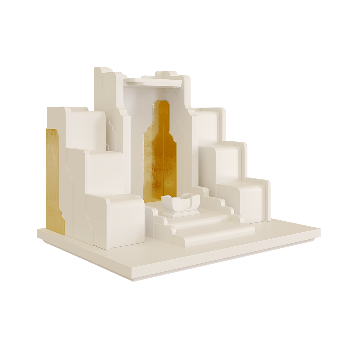 Bàn thờ tam cấp dát vàng Nghinh Sơn màu trắng sứ 2