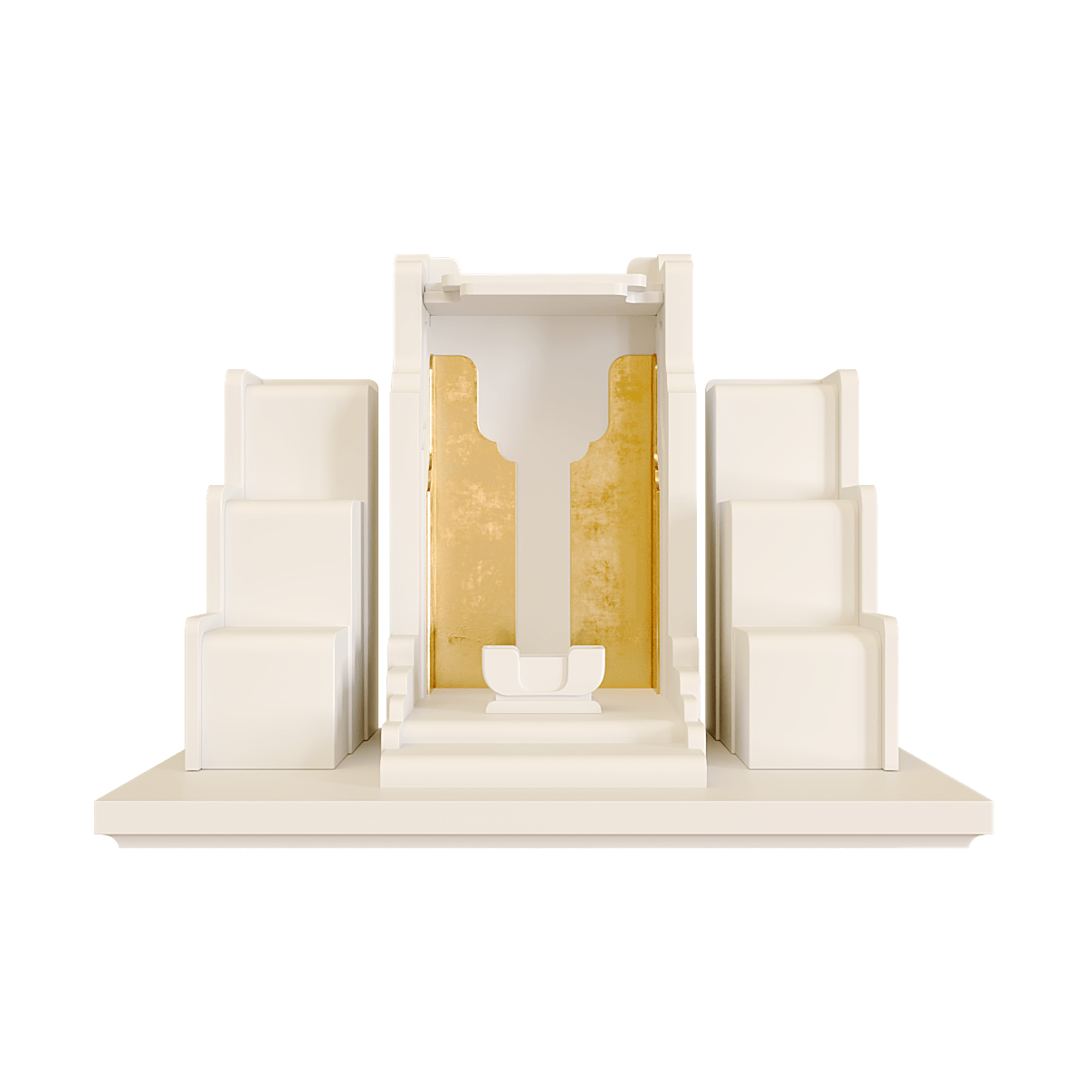 Bàn thờ tam cấp dát vàng Nghinh Sơn màu trắng sứ