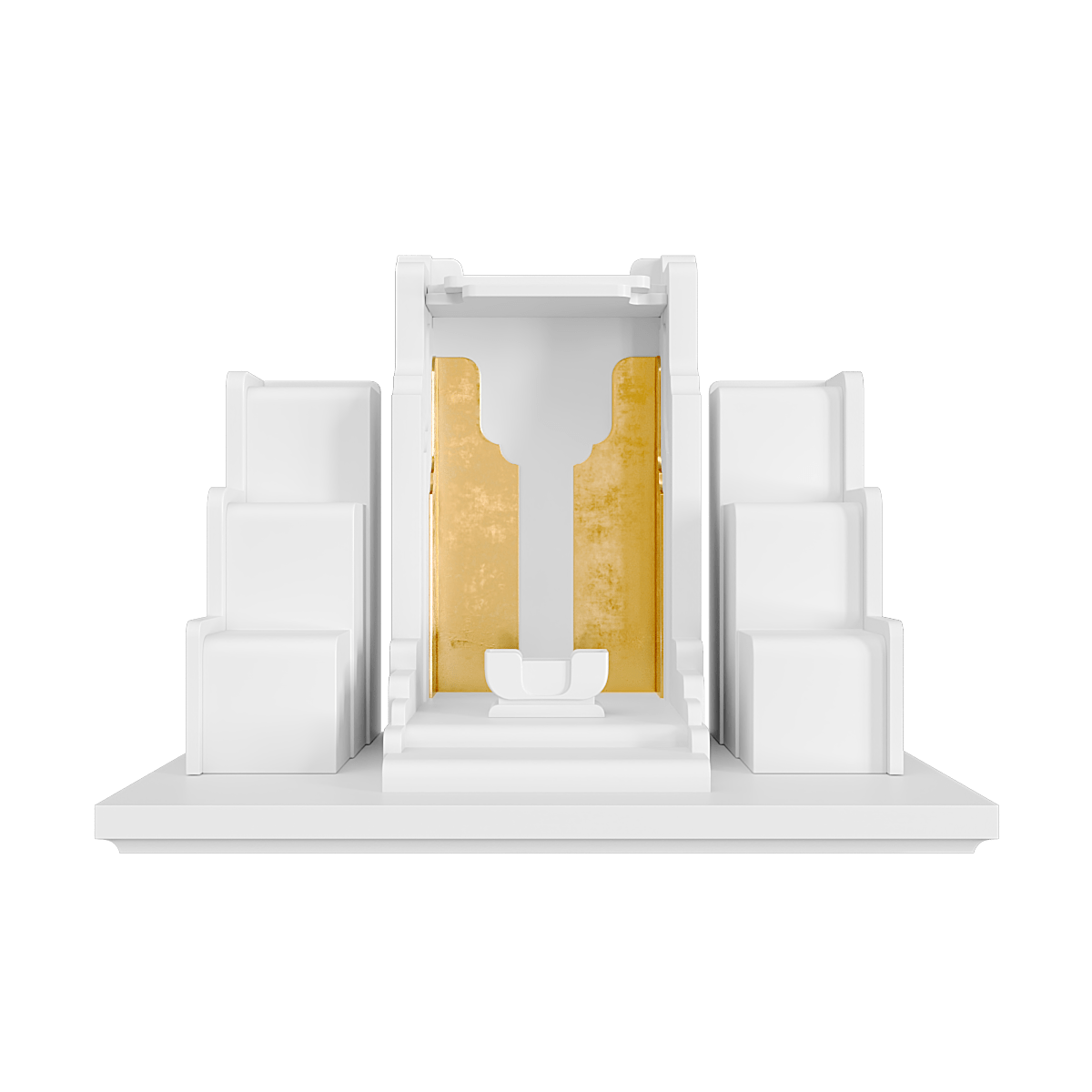 Bàn thờ tam cấp dát vàng Nghinh Sơn màu trắng tuyết