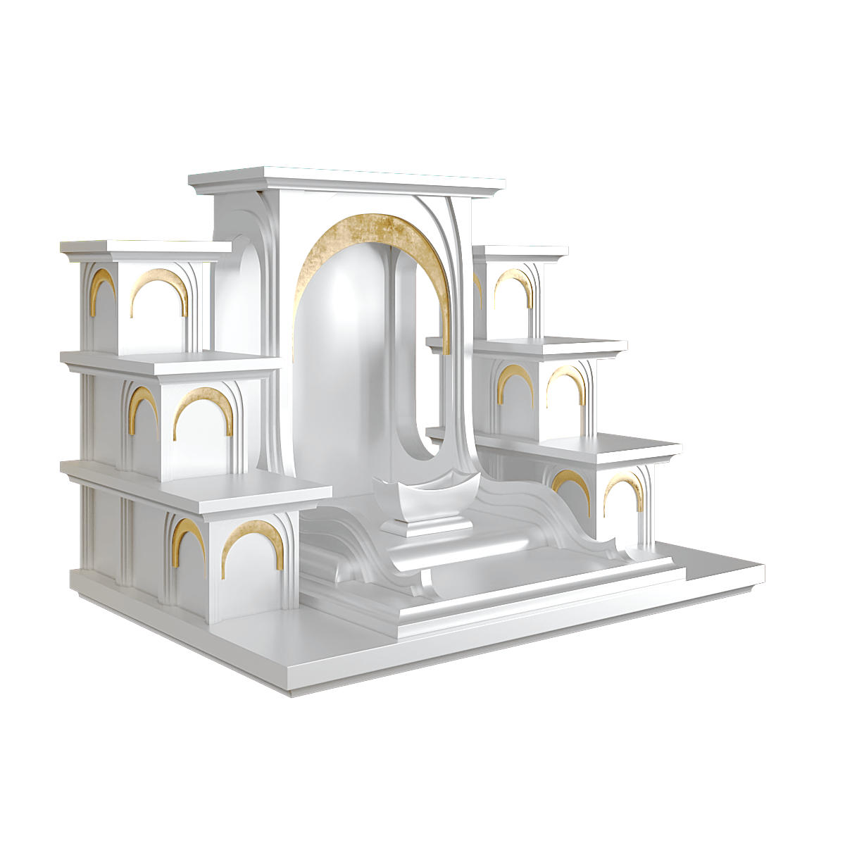 Bàn thờ tam cấp dát vàng Nhật Quang màu bạch kim 2