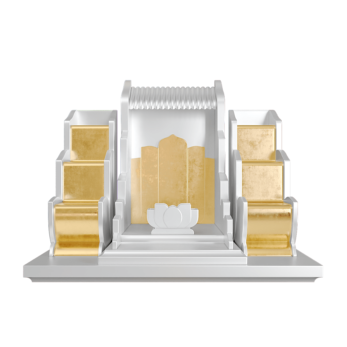 Bàn thờ tam cấp dát vàng Vạn Liên màu bạch kim