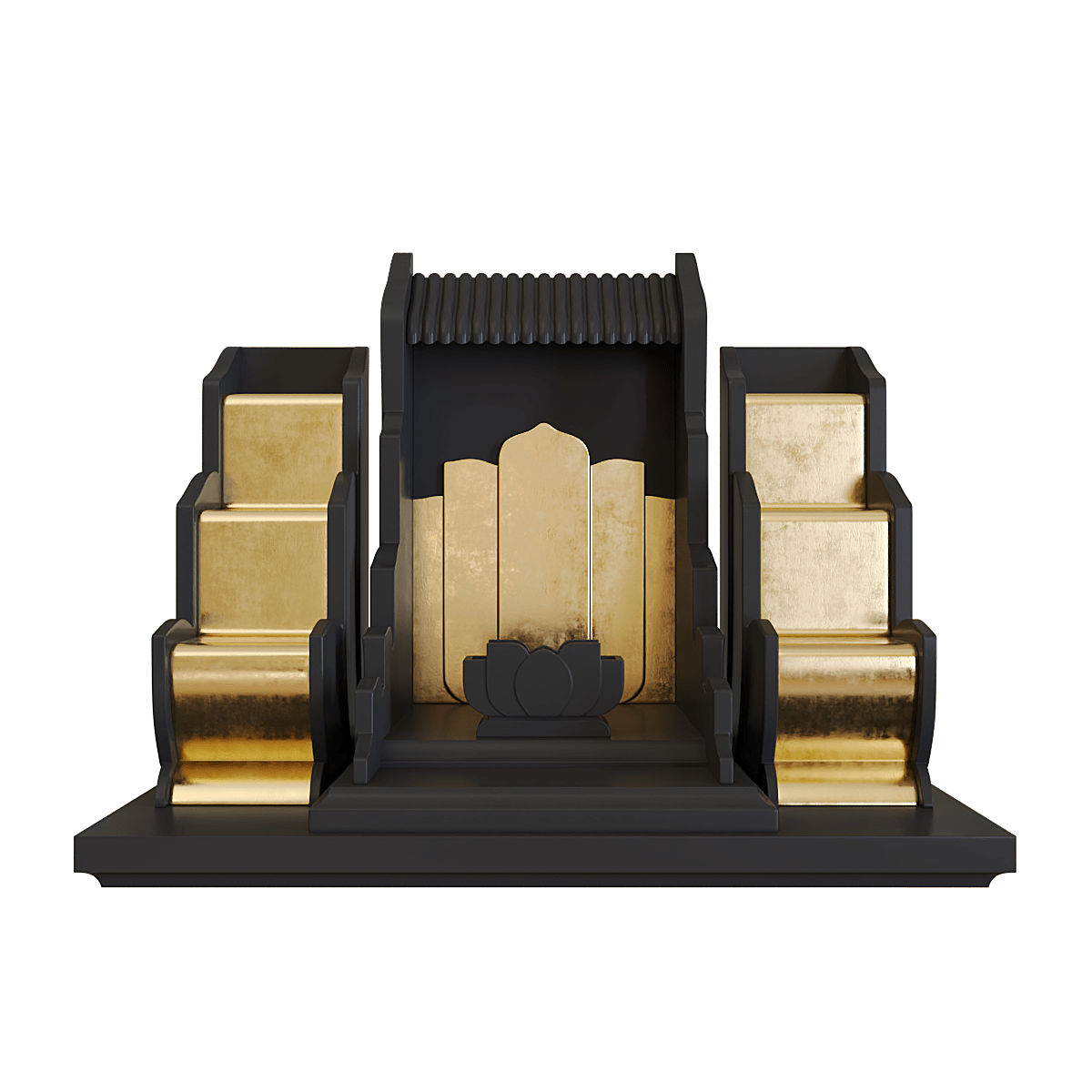Bàn thờ tam cấp dát vàng Vạn Liên màu đen huyền