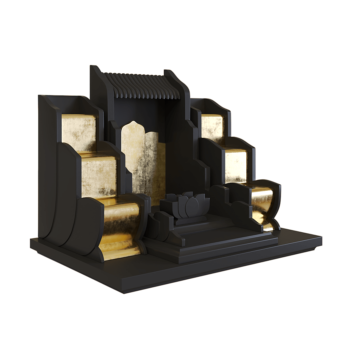 Bàn thờ tam cấp dát vàng Vạn Liên màu đen huyền 2