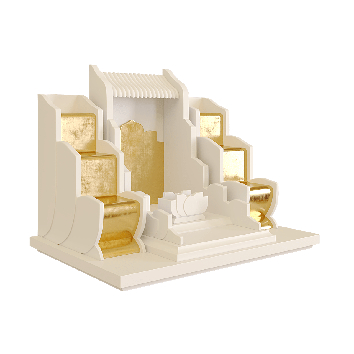 Bàn thờ tam cấp dát vàng Vạn Liên màu trắng sứ 2
