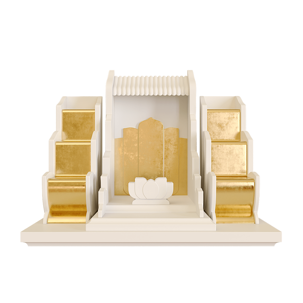 Bàn thờ tam cấp dát vàng Vạn Liên màu trắng sứ