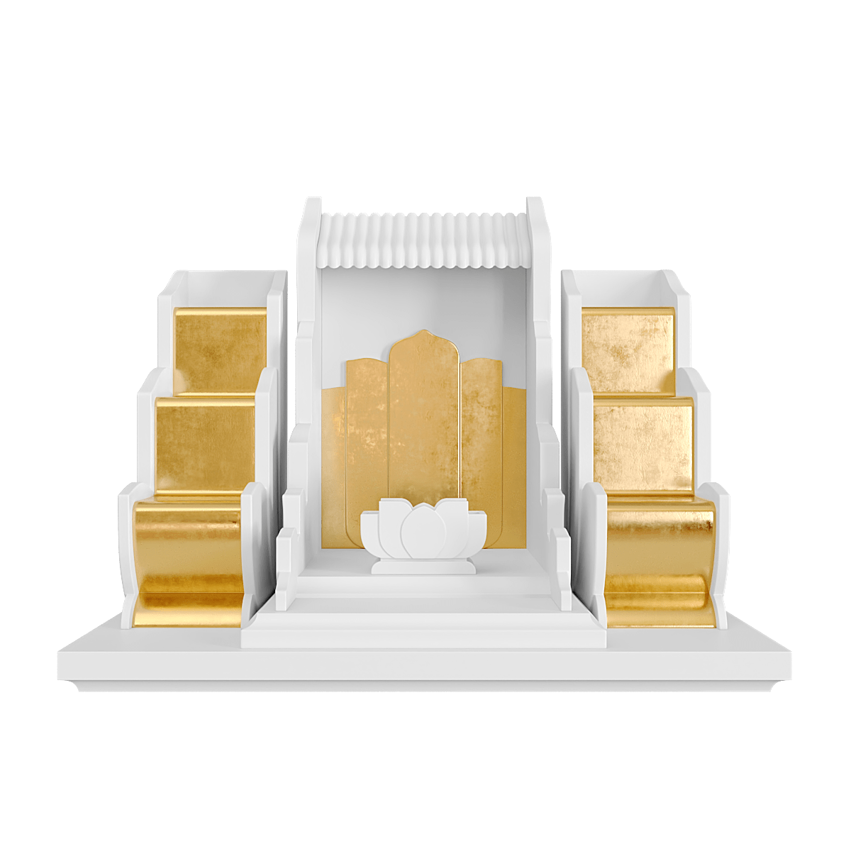 Bàn thờ tam cấp dát vàng Vạn Liên màu trắng tuyết