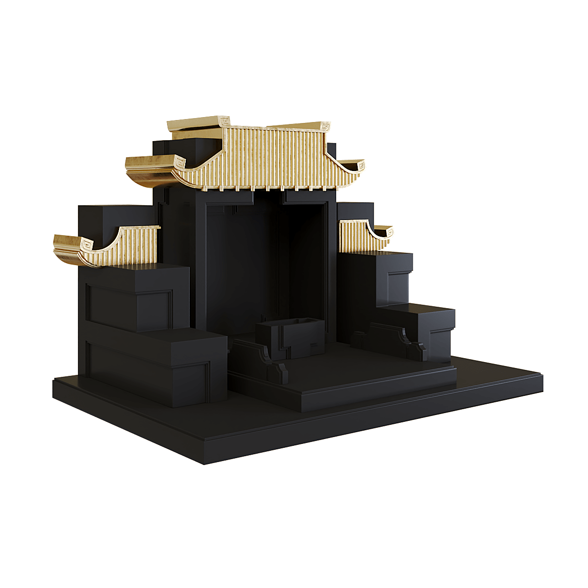 Bàn thờ tam cấp mãn đường dát vàng đen huyền 1