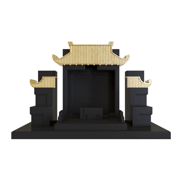 Bàn thờ tam cấp mãn đường dát vàng đen huyền
