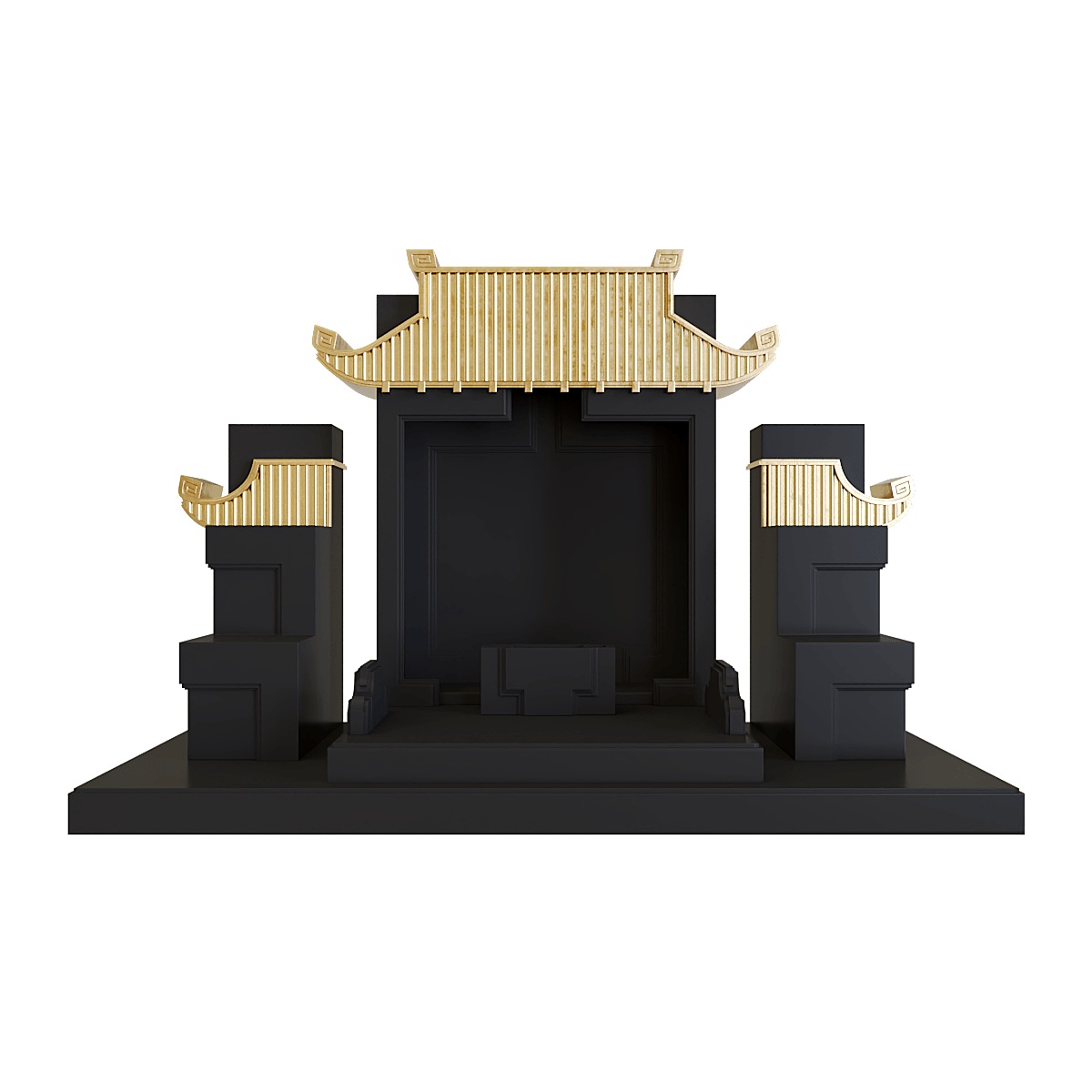 Bàn thờ tam cấp mãn đường dát vàng đen huyền