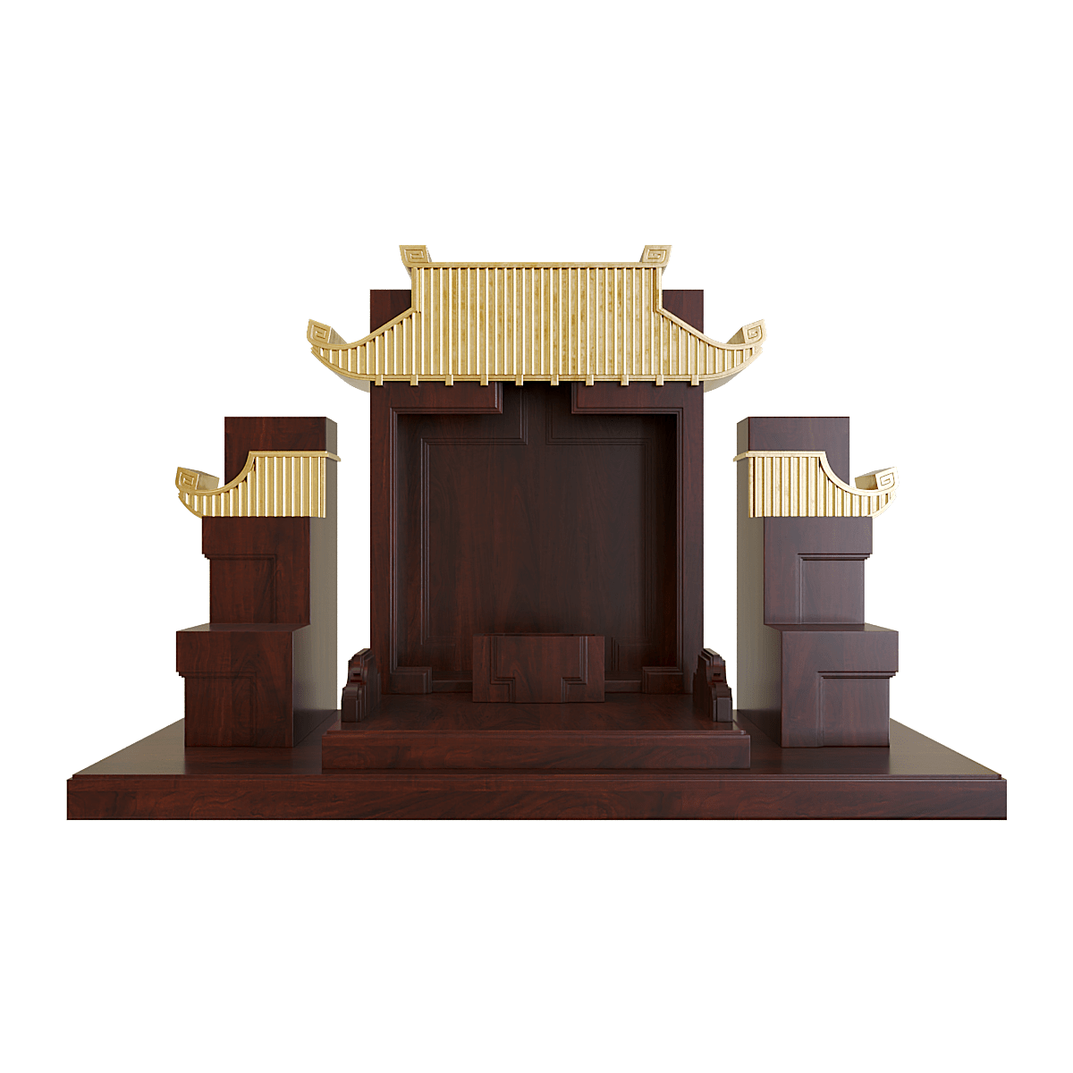 Bàn thờ tam cấp mãn đường dát vàng nâu vang