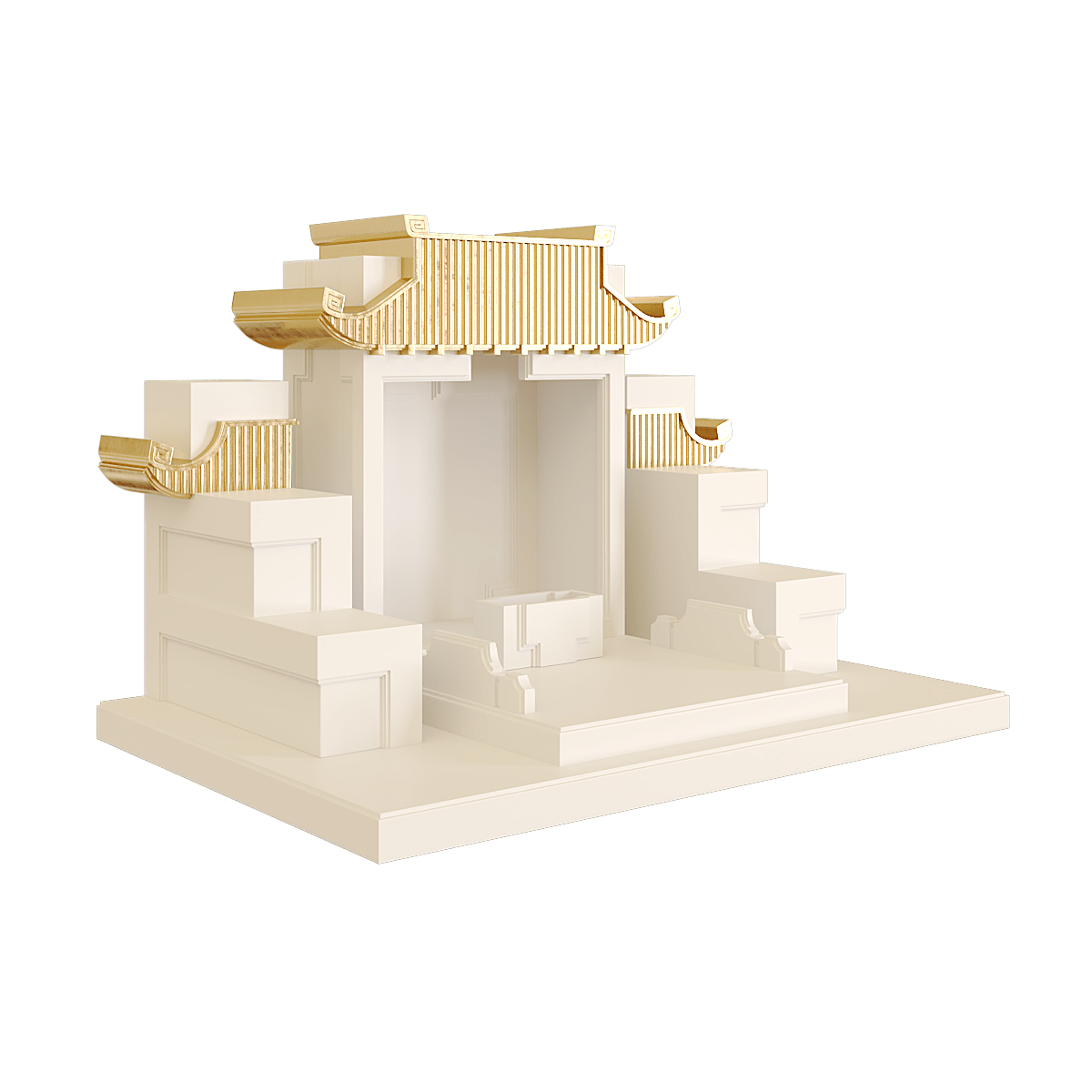 Bàn thờ tam cấp mãn đường dát vàng trắng sứ 1