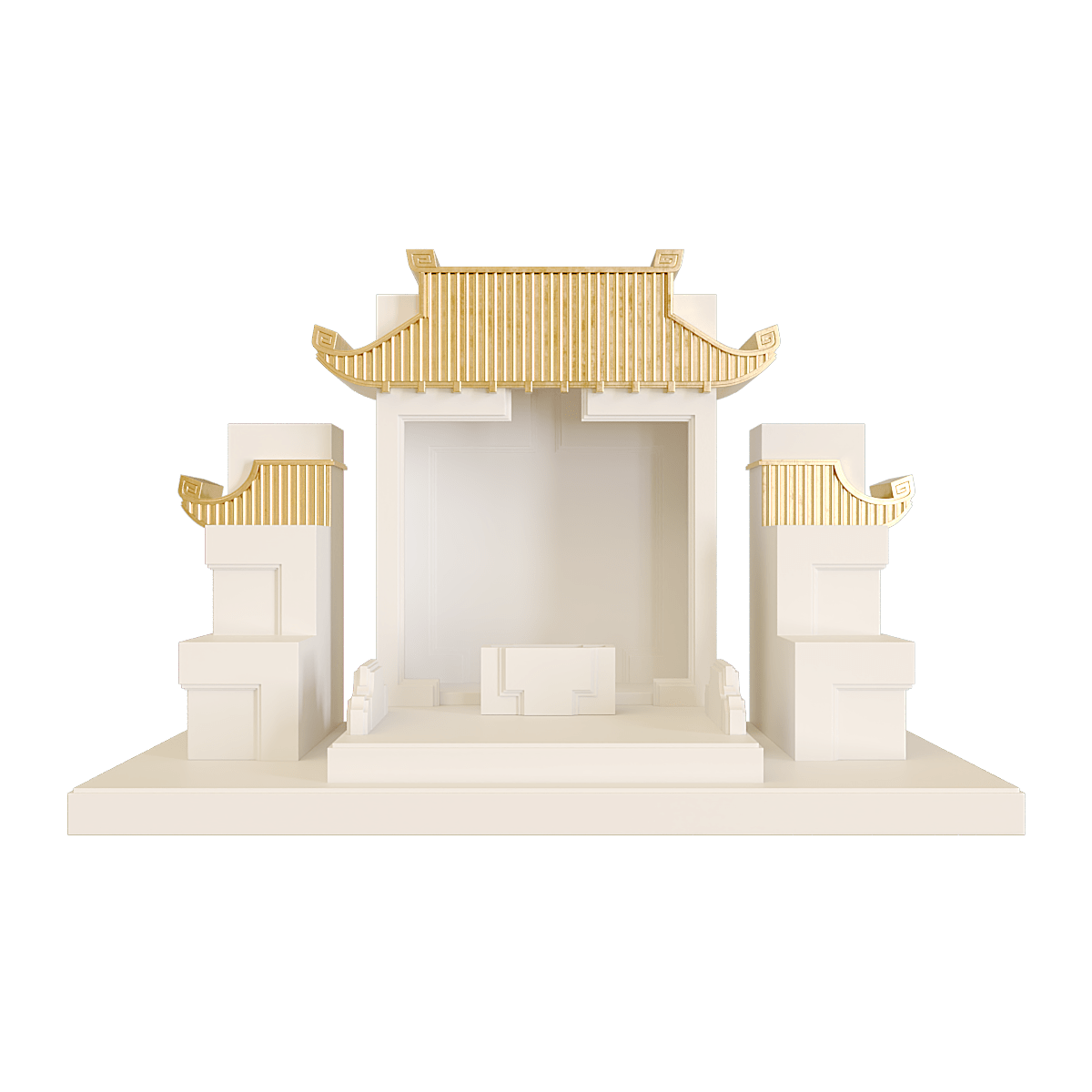 Bàn thờ tam cấp mãn đường dát vàng trắng sứ