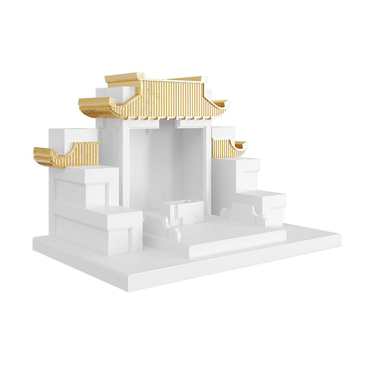 Bàn thờ tam cấp mãn đường dát vàng trắng tuyết 1