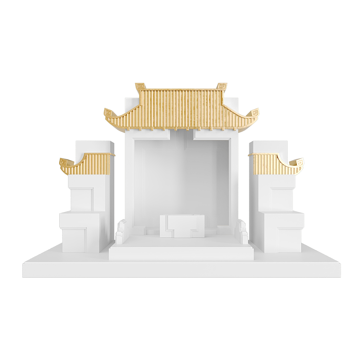 Bàn thờ tam cấp mãn đường dát vàng trắng tuyết